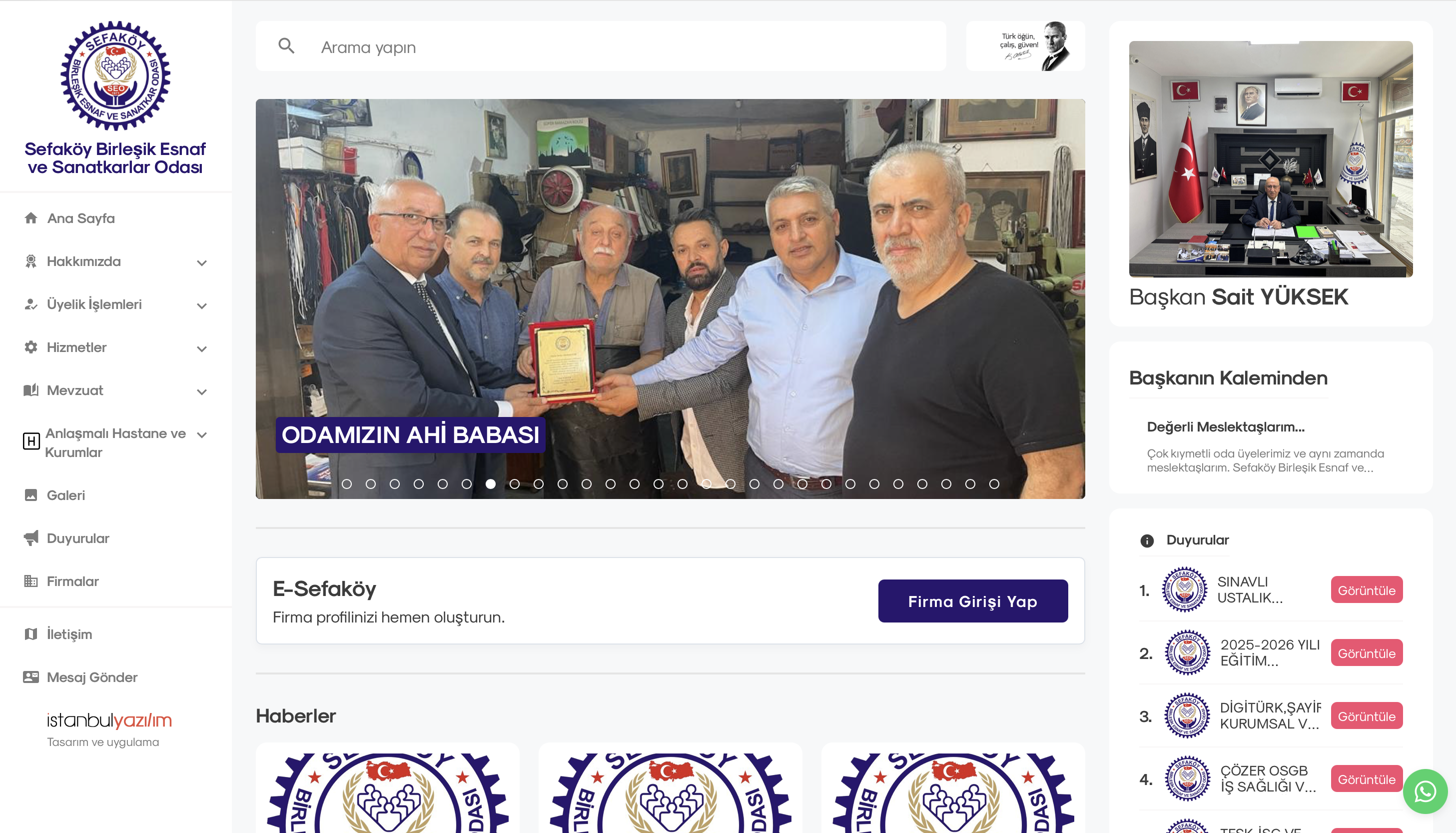 T.C. Ticaret Bakanlığı - Sefaköy Birleşik Esnaf ve Sanatkarlar Odası Resmi  Web Sitesi